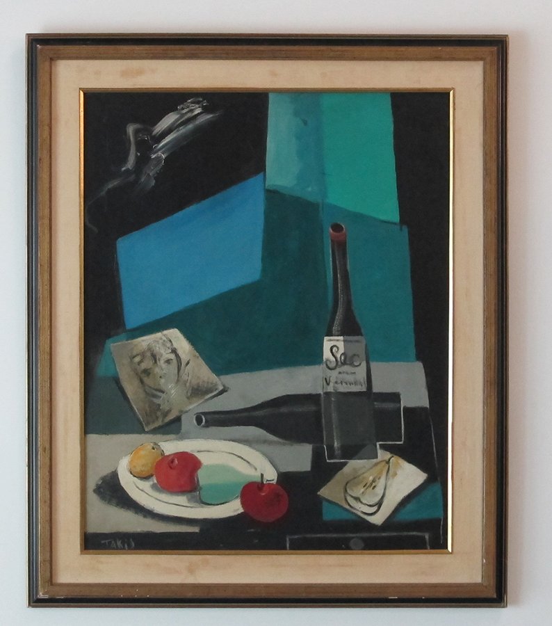 Signed Takis Still Life Oil Painting: Oil on Canvas; Nicholas Takis Height (Inches): 38 Width (Inches): 31