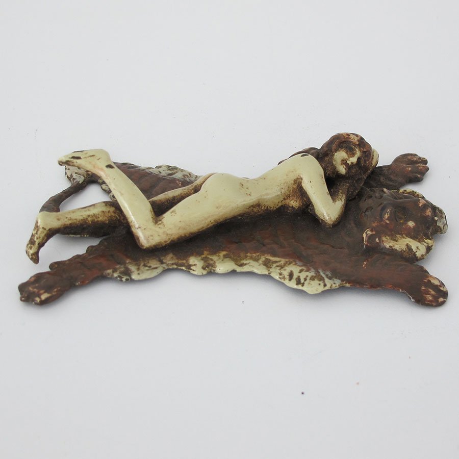 Franz Bergman Nude on Blanket: Franz Bergman Nude on Blanket ca. 1920; signed Height (inches): 0.75 Width (inches): 4.5 Depth (inches): 3
