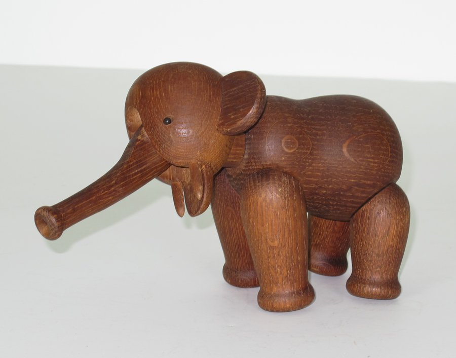 Kay Bojesen Articulated Wood Elephant: Wooden Elephant by Denmark artist Kay Bojesen - Child's toy; Height (inches): 5.5 Width (inches): 8 Depth (inches): 3