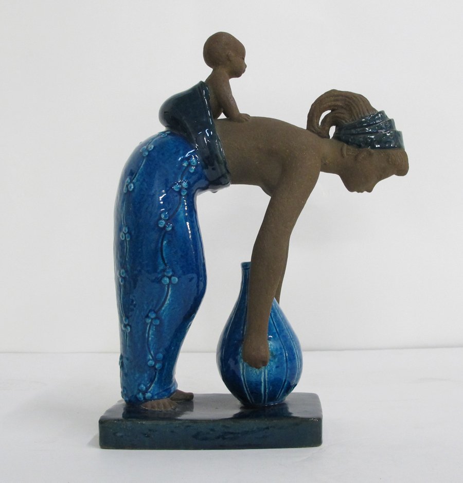 Girl with Baby Royal Copenhagen Sculpture: Signed "21459 6/15 - Johannes Hedegaard" - Royal Copenhagen sculpture Height (Inches): 18 Width (Inches): 13 Depth (Inches): 6