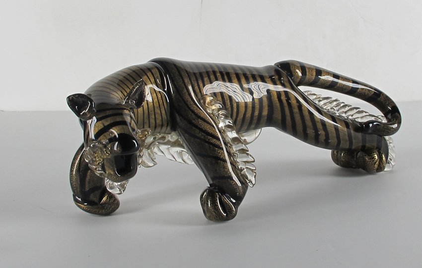 RARE Alfredo Barbini Murano Tiger: Circa 1950's Murano tiger by Alfredo Barbini Height: 5.50 Width: 14.00