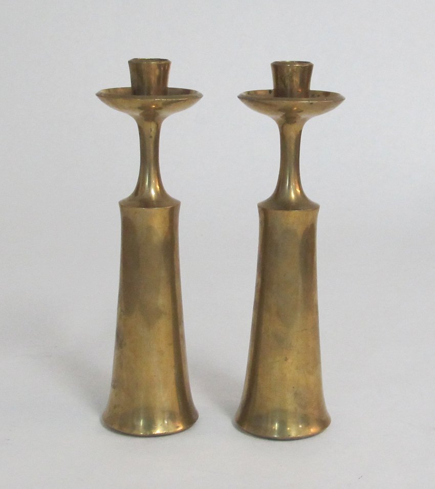 Dansk Solid Brass Candle Holder IHQ: Jens Quistgaard candle sticks for Dansk Height: 9.50 Width: 2.50 Depth: 2.50