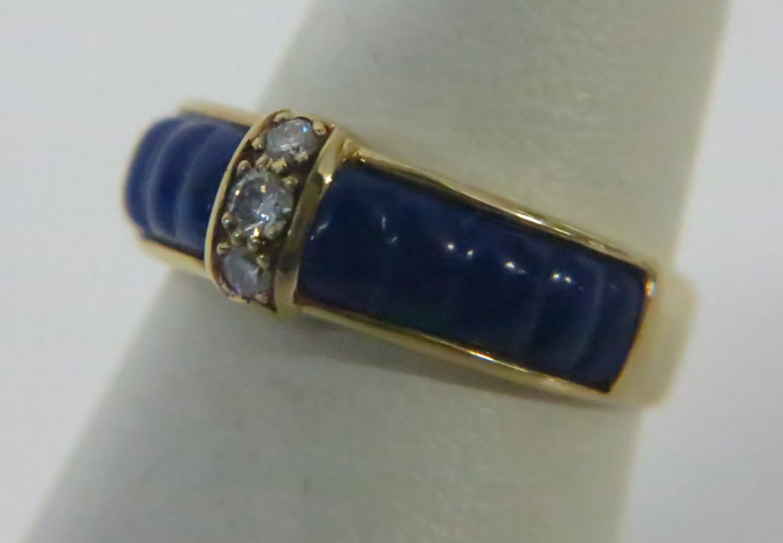 VCA - Van Cleef and Arpels signed Lapis and diamond: Signed Van Cleef and Arpels diamond and lapis ring Height: 0.75 Width: 0.25