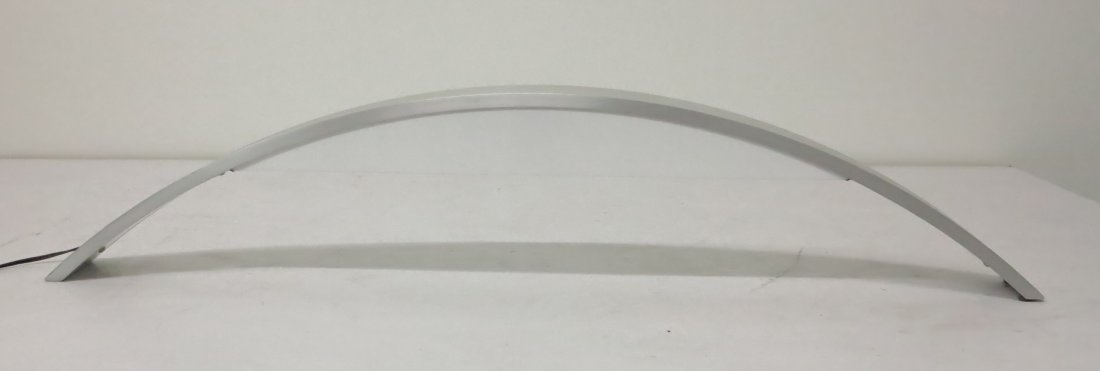 Chrome Steel and White Glass Lamp: Chrome steel, C-shaped, with white glass panel x41x