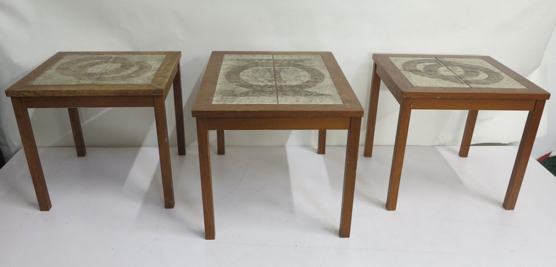 Set of 3 Danish tile top tables (1 of 4)