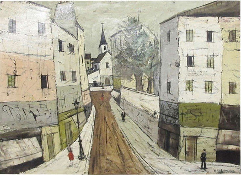 Monumental Charles Levier oil on board  Street Scene (1 of 4)