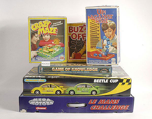 Scalextric, Carrera Slot Car sets & other toys: Scalextric, Carrera Slot Car sets and other toys. Scalextric sets include 51, Formula 1 GT8, Beetle Cup, Carrera sets comprise 3 x Le Mans Challenge - all sets lack their cars but include accessories