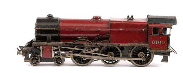 Bassett-Lowke O Gauge 4-6-0 loco only Royal Scot: Bassett-Lowke O Gauge 4-6-0 (note loco only) "Royal Scot" LMS maroon No.6100, 12v Electric. Good.