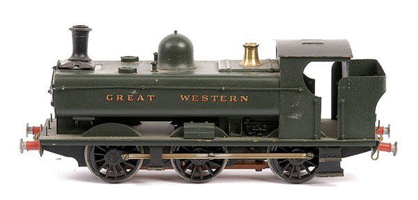 Kit/Scratchbuilt O Gauge 0-6-0 Pannier Tank: Kit/Scratchbuilt O Gauge 0-6-0 Pannier Tank Great Western green, 2-rail Electric. Chimney detached otherwise Good Plus.