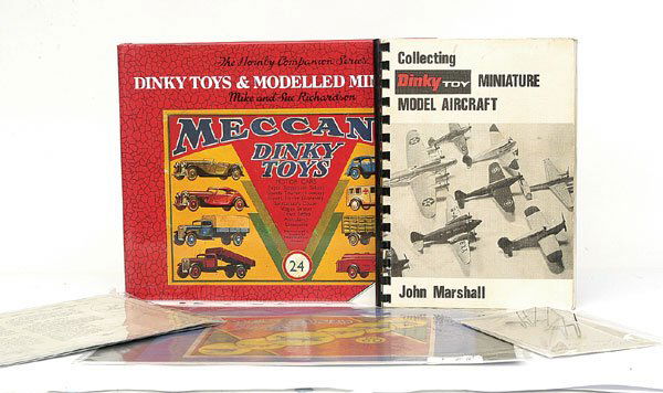 Miscellaneous items inc "Collecting Dinky Toys": Miscellaneous items including - "Collecting Dinky Toy Miniature Model Aircraft" by John Marshall dated 1974, 3 x Gliding Instructions for Pre-war Aircraft, 3 x Dinky Toy Gliding Game clips, 3 colour p
