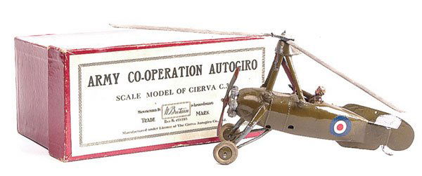 Britains Set 1431 - British Army Autogiro: Britains Set 1431 - British Army Autogiro - based upon the Cireva C.30 Autogiro, [1936-41]. This model is in khaki finish with RAF roundels to sides & white rubber tyres. Complete with detachable Roto