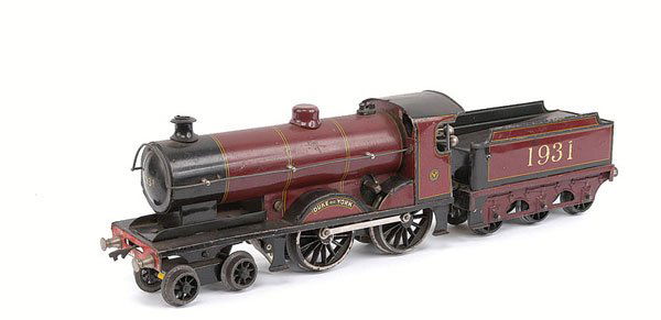 Bassett-Lowke 4-4-0 "Duke of York" No.1931: Bassett-Lowke O Gauge 4-4-0 Loco and Tender maroon "Duke of York" No.1931, Clockwork. Overall condition is Good to Good Plus.