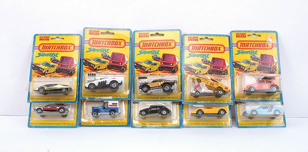 Matchbox Superfast - US issue Roman Numeral Set: Matchbox Superfast - US issue Roman Numeral Set, (1) No.I Silver Streak (No.1 Mod Rod), (2) No.II Sleet 'N Snow (No.5 US Mail Jeep) - white sleet 'n snow base, (3) No.III White Lightning (No.48 Pi-eye