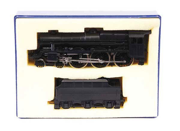 Britrail 4-6-0 Loco and Tender "Jubilee Class": Britrail brass OO Gauge 4-6-0 Loco and Tender "Jubilee Class", factory painted in plain black. Superbly constructed with much detail, a limited production and numbered 56 of 200 on the outer sleeve. N