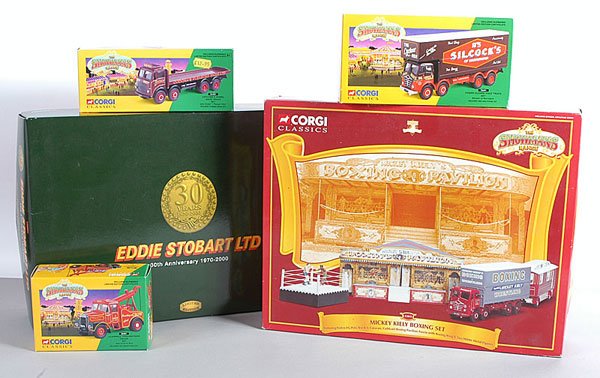 Corgi Classics - A Mixed Group: Corgi Classics 31012 Mickey Kiely Boxing Set, 76901 Eddie Stobart 30th Anniversary 1970-2000 contains Tractor Units together with 3 x Corgi Classics Showman's Range including 16101 Scammell Highwayman