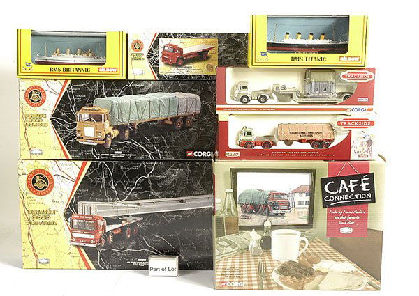 Lledo Trackside Models & Miniature Ships: Lledo Trackside and miniature Ship models. Trackside models include Pollock Foden Artic, Craig ERF Artic, Silentnight Guy Van, Burrell Road Roller and others. Miniature Ships include Gilbow Britannic