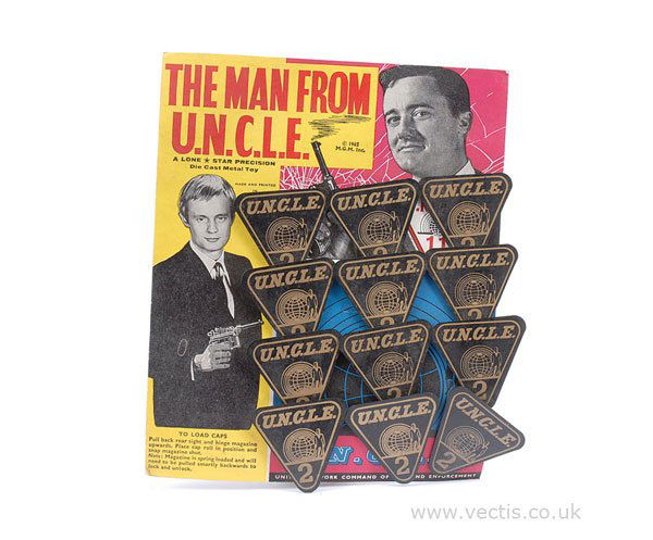 Lone Star The Man from Uncle "Uncle No.2" Badges: Lone Star "The Man from Uncle" - plastic - "Uncle No.2" Badges colourful trade card containing 12 examples - overall condition is generally Near Mint to Mint on Good Plus to Excellent colourful backin