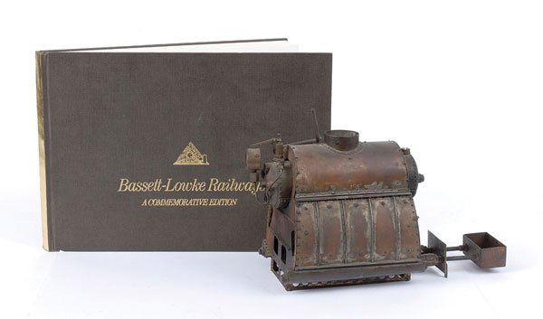 Unknown Make (Bassett-Lowke??) Boiler Unit: Unknown make possibly Bassett-Lowke stand alone Boiler Unit, has been fired on a number of occasions and is tarnished. The main boiler is supported on a burner unit surrounded with a number of heating