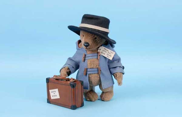 R John Wright Paddington Bear: R John Wright Paddington Bear, 2001, LE 2500, alpaca plush, label "Please Look After This Bear" to neck, leather suitcase complete with marmalade, Mint in Near Mint box, 13.5"/34cm.