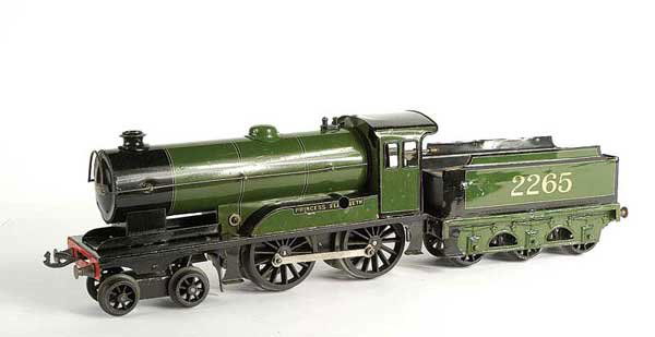 Bassett-Lowke 4-4-0 "Princess Elizabeth" No.2265: Bassett-Lowke 4-4-0 Loco and Tender "Princess Elizabeth" No.2265, clockwork. Overall condition is Good Plus.