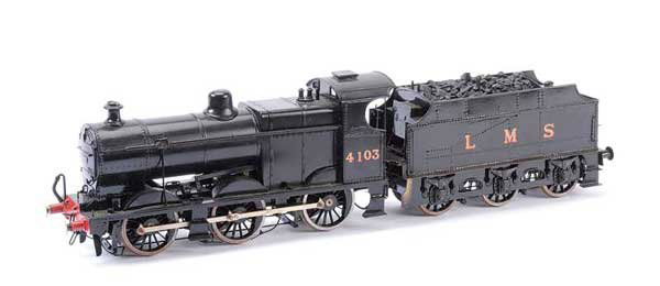 Kit/Scratchbuilt 0-6-0 Loco & Tender Class 4F: Kit/Scratchbuilt O Gauge 0-6-0 Loco and Tender Class 4F LMS black No.4103, 2-rail Finescale Electric. Superbly constructed and painted with running number 4103 to cab side and LMS lettering to Tender