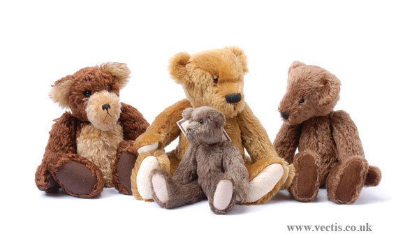 A Group of 4 x Mohair Artists Bears: Four mohair artists bears: (1) Tulip Bears Amos, brown and beige mohair, 12"/31cm; (2) Anobel Bears Michael, brown mohair, 12"/31cm; (3) Bear Helene Tobias, golden mohair, 12"/31cm; (4) Tulip Bears He