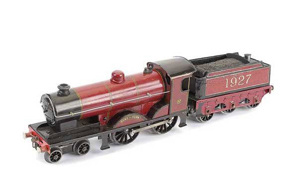 Bassett-Lowke 4-4-0 LMS Maroon "Duke of York": Bassett-Lowke O Gauge 4-4-0 Loco and Tender LMS maroon "Duke of York" No.1927, 3-rail Electric. Loco has been fitted with a modern Ray Cooper 12v DC mechanism. Condition is generally Fair to Good Plus