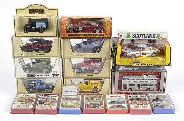 Matchbox MOY & Other Diecast: Matchbox Models of Yesteryear, Majorette, Lledo, Top Trumps, a large mixed group. To include Matchbox Models of Yesteryear Y22 Ford Model A Van "Oxo", No.Y10 1906 Rolls Royce Silver Ghost - silver, Co