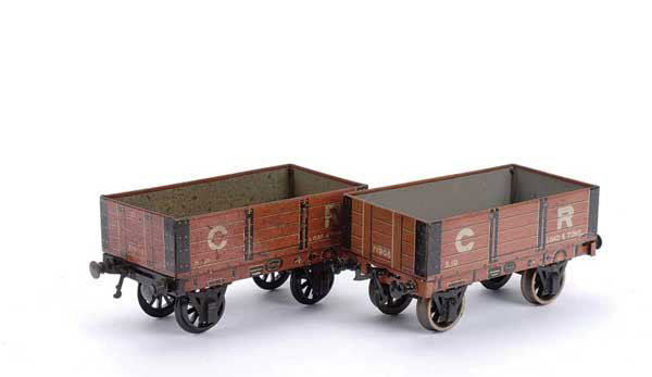 Carette/Bassett-Lowke CR Open Wagons x 2: Carette for Bassett-Lowke pair of Gauge 1 CR (Canadian Railway) Open Wagons. Condition varies generally Good to Good Plus. (2)