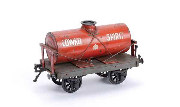 Bassett-Lowke "LOWKO SPIRIT" Tanker: Bassett-Lowke Gauge 1 "LOWKO SPIRIT" Tanker. Finished in red with Lowko Spirit to tank sides. Overall condition is generally Good.