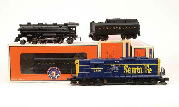 Lionel No.18632 4-4-2 Loco and Tender No.8632: Lionel O Gauge Catalogue No.18632 4-4-2 Loco and Tender Pennsylvania black No.8632, 3-rail Electric. Appears unused Near Mint to Mint in Good to Excellent boxes. The lot also includes Catalogue No.268