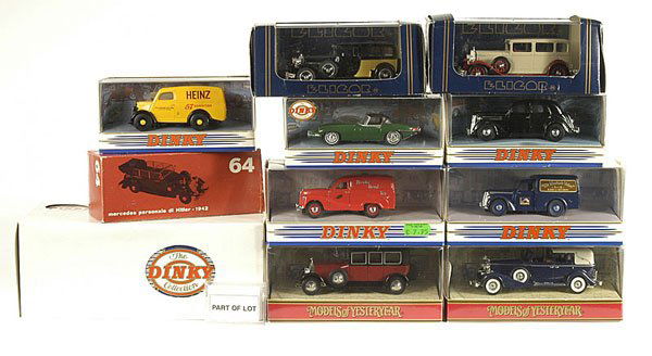 Franklin Mint - A Group of Cars: Franklin Mint Car group - including Bugatti, Hispano Suiza, Rolls Royce Silver Ghost and other 1/43rd scale Cars, also Eligor, Matchbox Cars and Vans - overall models are Near Mint to Mint In Excellen