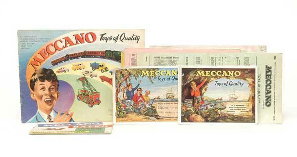 Meccano/Bassett-Lowke Post-war Catalogues: Meccano/Bassett-Lowke post-war catalogues consisting of Meccano Bayko/Trains 20-page colour catalogue showing a range of products date coded 2/63, Meccano Shop catalogues for 1953 for GE Hawkins Green