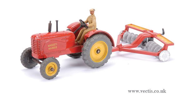 Dinky No.300 Massey Harris Tractor and Harrow