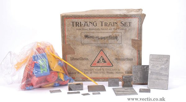 Triang Pre-war Train Set Box and Printers Plates