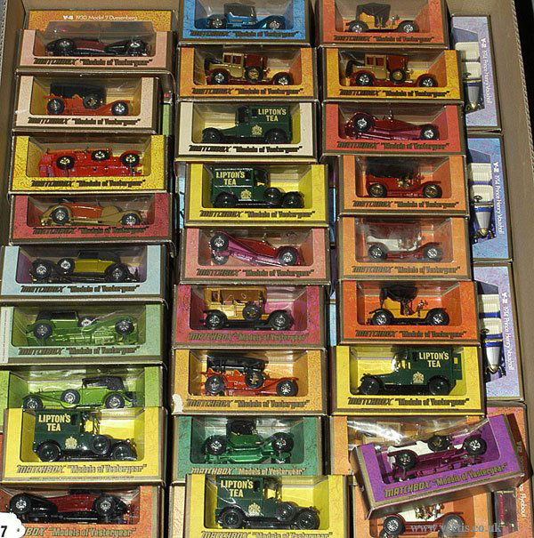 Matchbox MOY - A Group of Cars and Commercials: Matchbox Models of Yesteryear a large mixed group of Cars and Commercials. To include No.Y11 Lagonda Coup - No.Y16 Mercedes Benz SS Coupe, No.Y10 Rolls Royce Silver Ghost, No.Y5 Talbot Van "Liptons Te