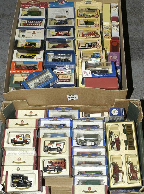 A Group of Lledo Days Gone and Oxford Diecast: Lledo Days Gone and Oxford diecast a large mixed group. To include Single Decker Coach "British Olympic Team Bus" - Atlanta Games 1996, Ford Model T Van "Hamleys", 1907 Rolls Royce Silver Ghost, Oxfor
