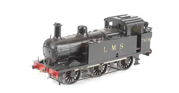 Kit/Scratchbuilt 0-6-0 Tank Loco "JINTY" No.7416: Kit/Scratchbuilt O Gauge 0-6-0 Tank Loco "JINTY" LMS black No.7416. Overall condition is generally Good to Good Plus.