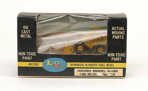 Lit'l Toy Hough H120 Payloader Tractor Shovel: Hough H120 Payloader Tractor Shovel - mustard yellow (small wheels) - Excellent Plus in Good window box.