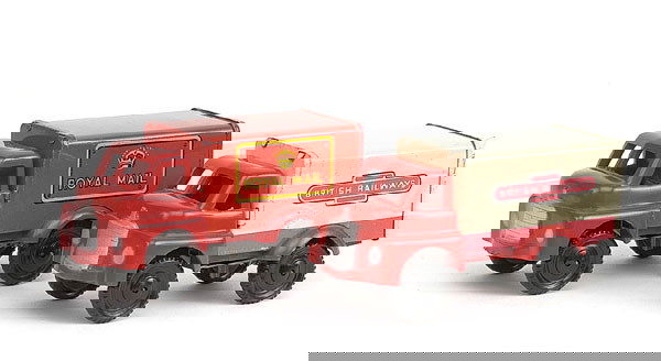 Pocketoys -two Bedford S Type clockwork Lorries: Pocketoys - a pair of Bedford S Type clockwork Lorries (1) "British Railways" Van - red, cream, (2) "Royal Mail" Van - red including tinplate van body with opening rear door - Excellent Plus to Near M