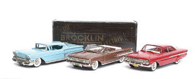 Brooklin Models - a group: Brooklin Models - a group (1) No.61 1960 Chevrolet Impala Convertible - metallic bronze including seats, cream trim, top down, (2) No.44 1961 Chevrolet Impala Sport Coupe - red including seats, cream