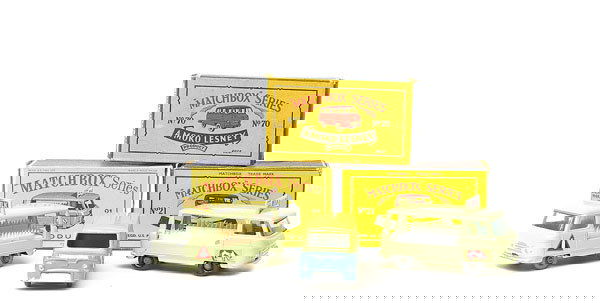 Matchbox 2 x No.21c Commer Milk Float: Matchbox Regular Wheels - 2 x No.21c Commer Milk Float - both are light green, green windows, clip-fit baseplate (1) bottle door decals, cream load, silver plastic wheels - Excellent Plus (axles rusty