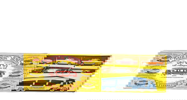 Matchbox No.G2 Car Transporter Gift Se: Matchbox Regular Wheels - No.G2 Car Transporter Gift Set - containing (1) No.22b Vauxhall Cresta - light grey, lilac lower body, green windows, red tail lights, rear silver trim, silver plastic wheels