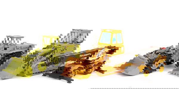 A group of large scale Plant: A group of large scale Plant. (1) Gescha Terex 71/71 bucket loader (lacks exhaust stack), (2) NZG Caterpillar 941 Crawler Loader, (3) Gescha P&H Omega Mobile Telescopic Crane - Good Plus to Excellent.