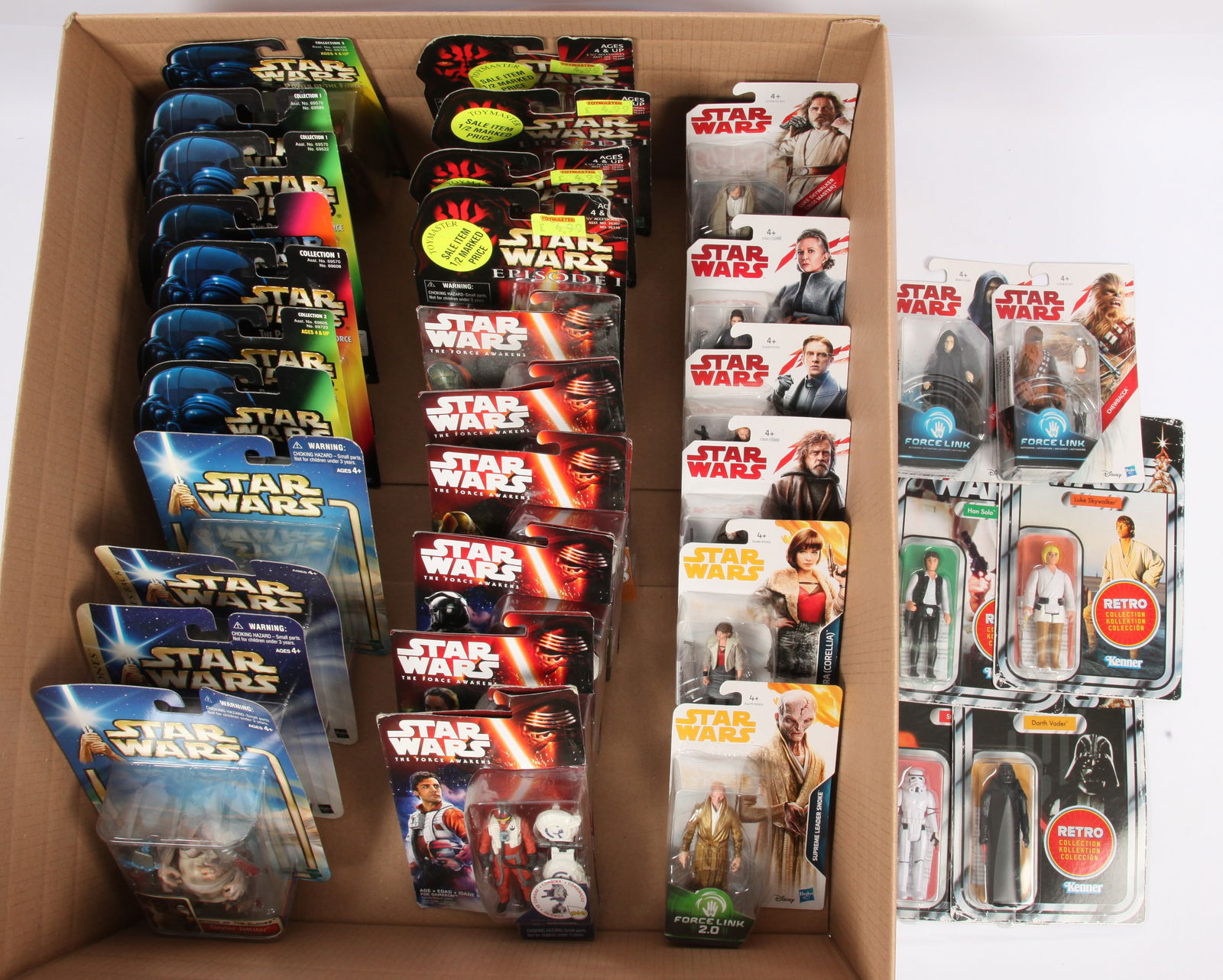 Assortment of Hasbo Star Wars carded action figures - Saga, Power of The Force, Episode 1, Solo, (1 of 1)