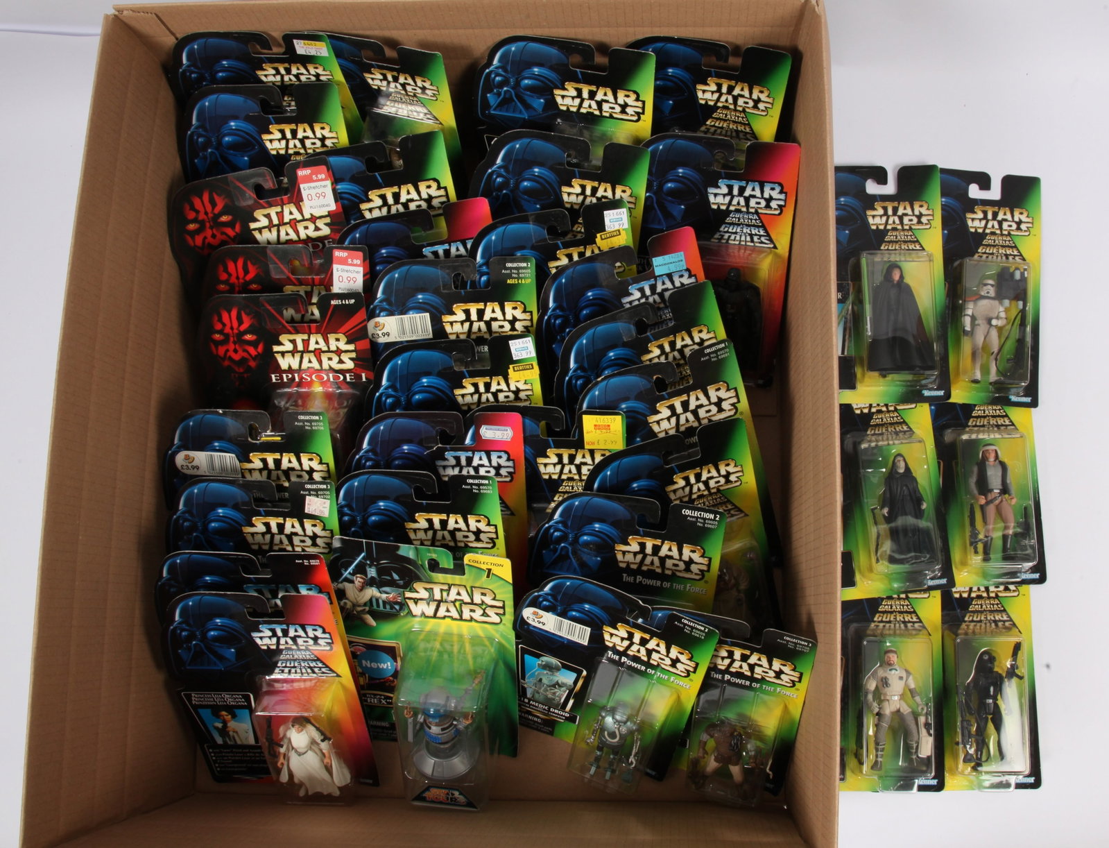 Kenner Star Wars Power of the Force assortment of carded sealed figures, including Star Tours RX-24.: Kenner Star Wars Power of the Force assortment of carded sealed figures, including Star Tours RX-24. Excellent to Excellent plus.