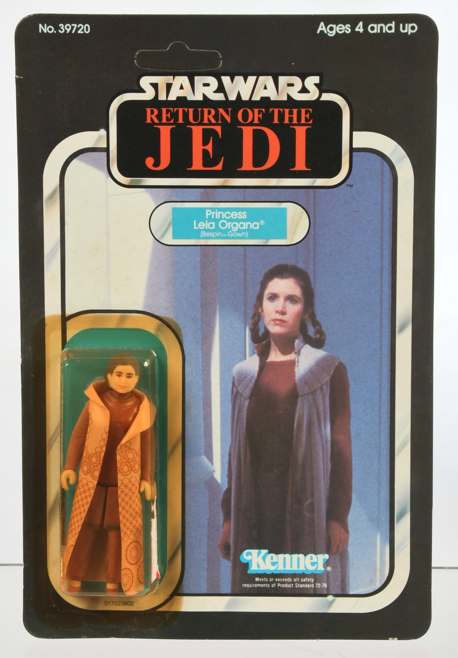 Kenner Star Wars Princess Leia Organa (Bespin Gown) (Painted neck) unpunched ROTJ 65B? Condition: Kenner Star Wars Princess Leia Organa (Bespin Gown) (Painted neck) unpunched ROTJ 65B? Condition Good to excellent?Bubble has yellowed, price sticker debris on bubble.