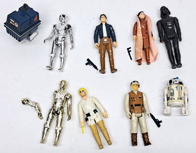 Kenner Star Wars vintage action figures complete Death Star Droid, Power Droid, Luke Skywalker,: Kenner Star Wars vintage action figures complete Death Star Droid, Power Droid, Luke Skywalker, Leia Bespin in similar lot. Condition varies, fair to good. 
