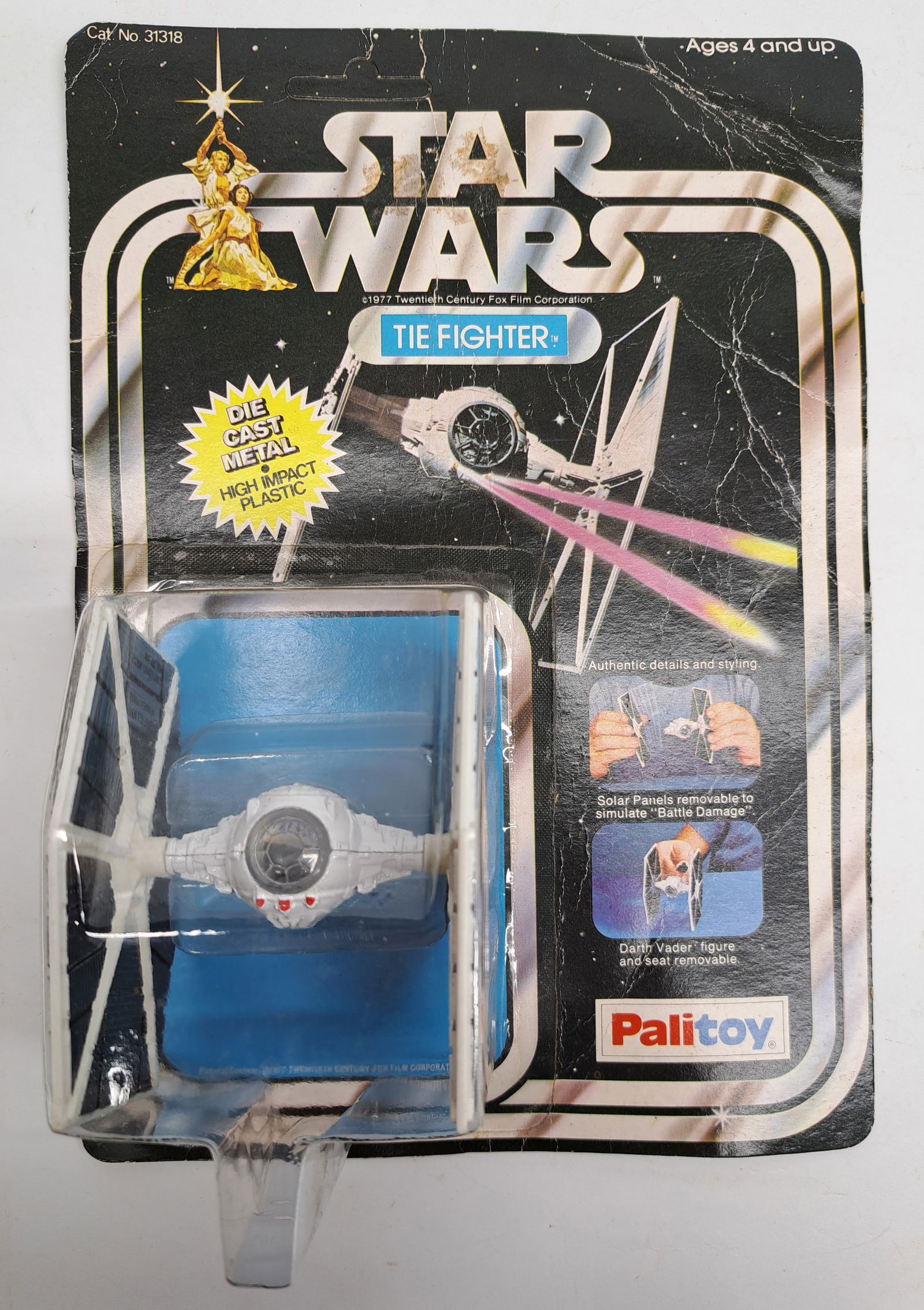 Palitoy Star Wars vintage Tie Fighter Die Cast excellent clear bubble on unpunched heavily crease... (1 of 2)