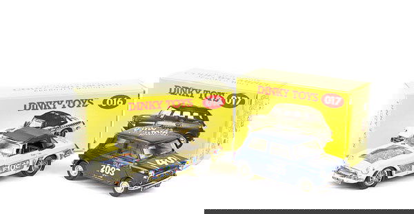 Matchbox Dinky No.016 MGB Sports Car: No.016 MGB Sports Car "10th Mica European Convention" - cream, black hood and interior, chrome trim and wire wheels and No.017 Austin Seven Mini "It's a Mica Adventure" - blue, black and grey interior